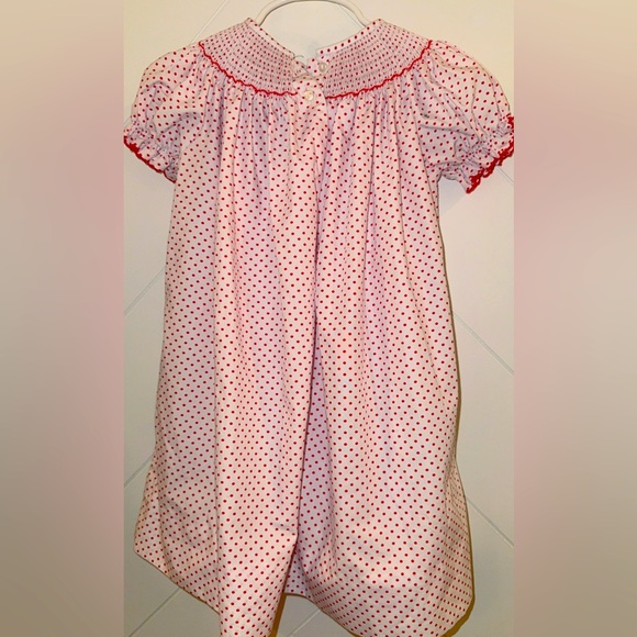 Petit Bebe Smocked & embroidered Christmas Bishop Dress 24m baby doll precious - Picture 3 of 5